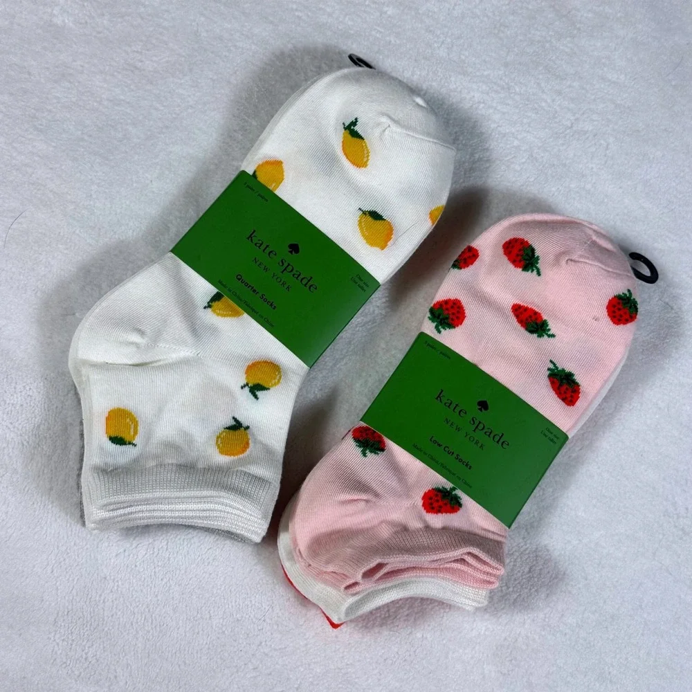 Kate Spade Socks NWT Women OS Multi Lemon Strawberry 6 Pairs